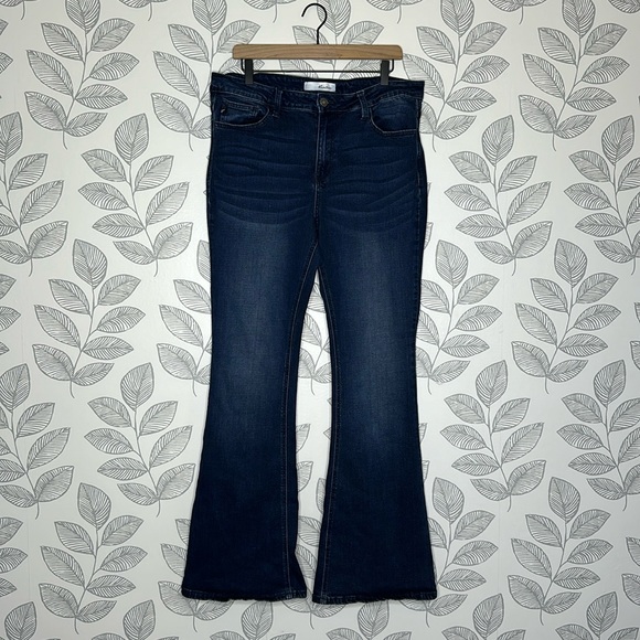 KanCan Jeans Kancan Blue Jeans High Rise Wide Flare Leg Xl Soft